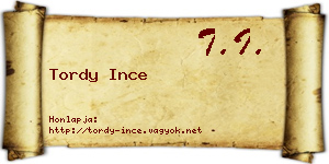 Tordy Ince névjegykártya